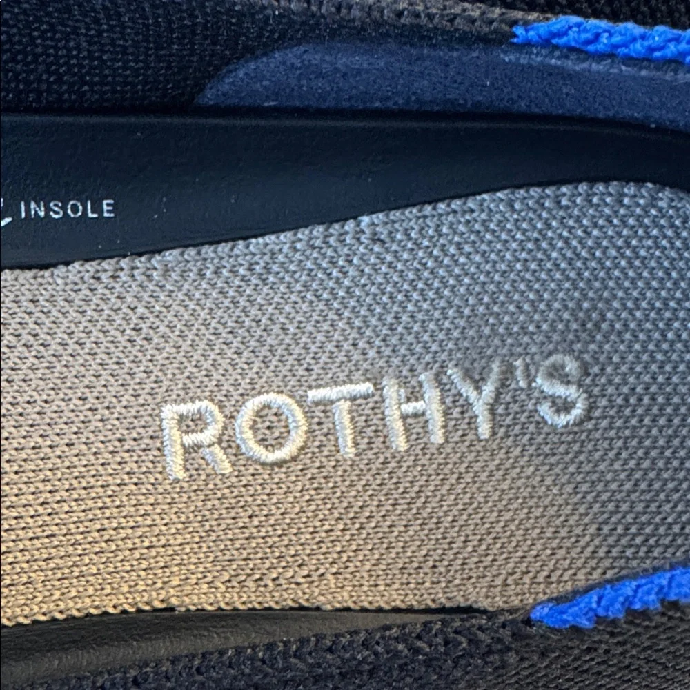 Rothy's The Emblem Round Toe Black Flats with Gold Buckle, sz 8.5 - Picture 3 of 6